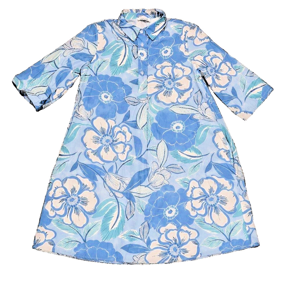 Noeline summer floral cotton Italy made 3/4 sleeve dress Medium A005907